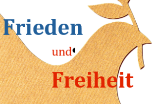 Ein Friedensvogel mit der Aufschrift Frieden und Freiheit